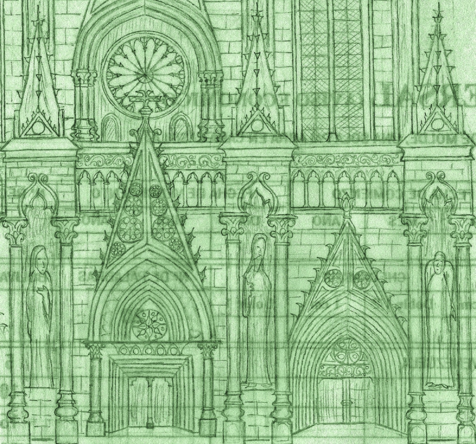 Kreslení Green katedrála Stock Fotka zdarma - Public Domain Pictures