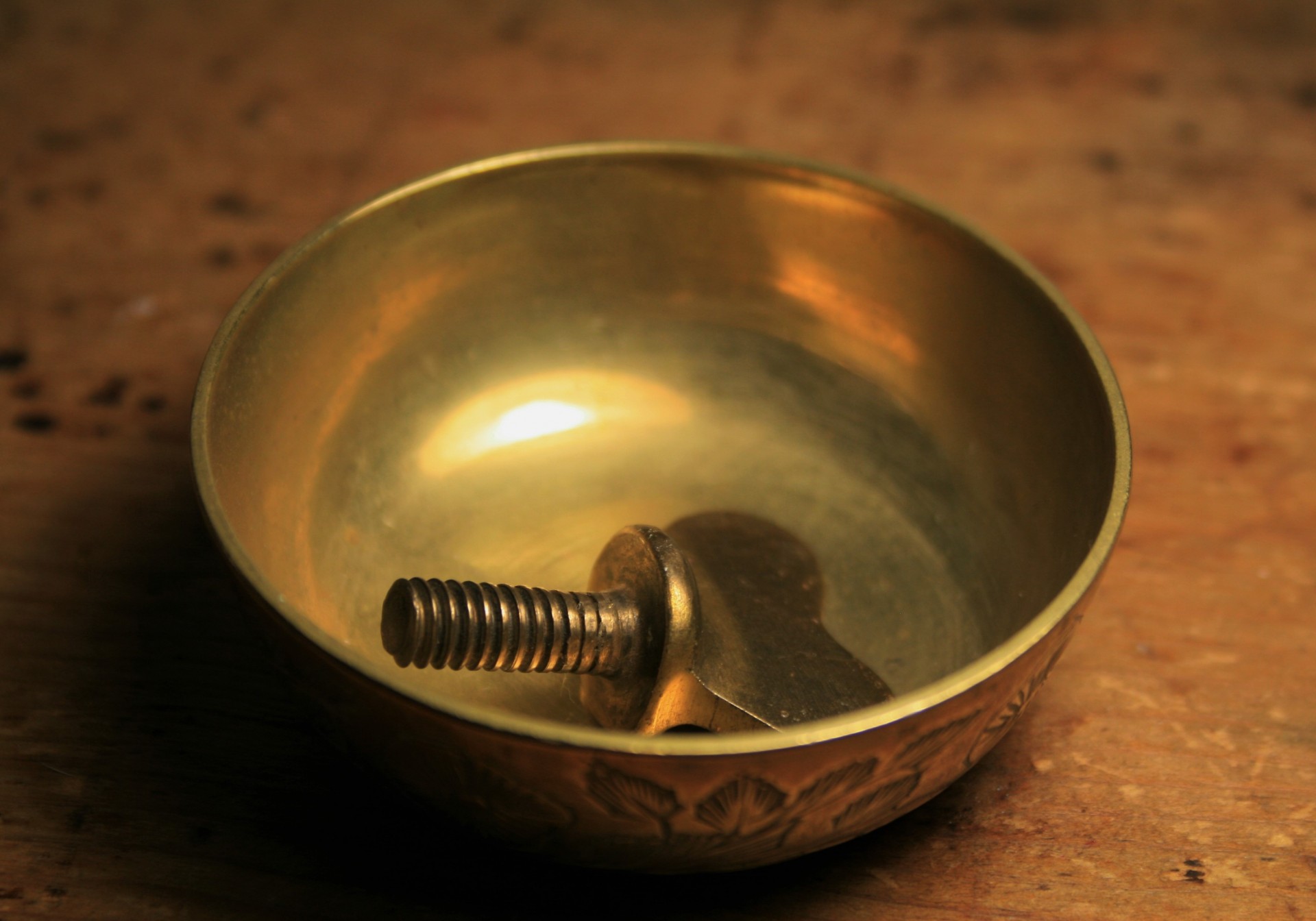 Small Brass Bowl And Brass Wing Nut