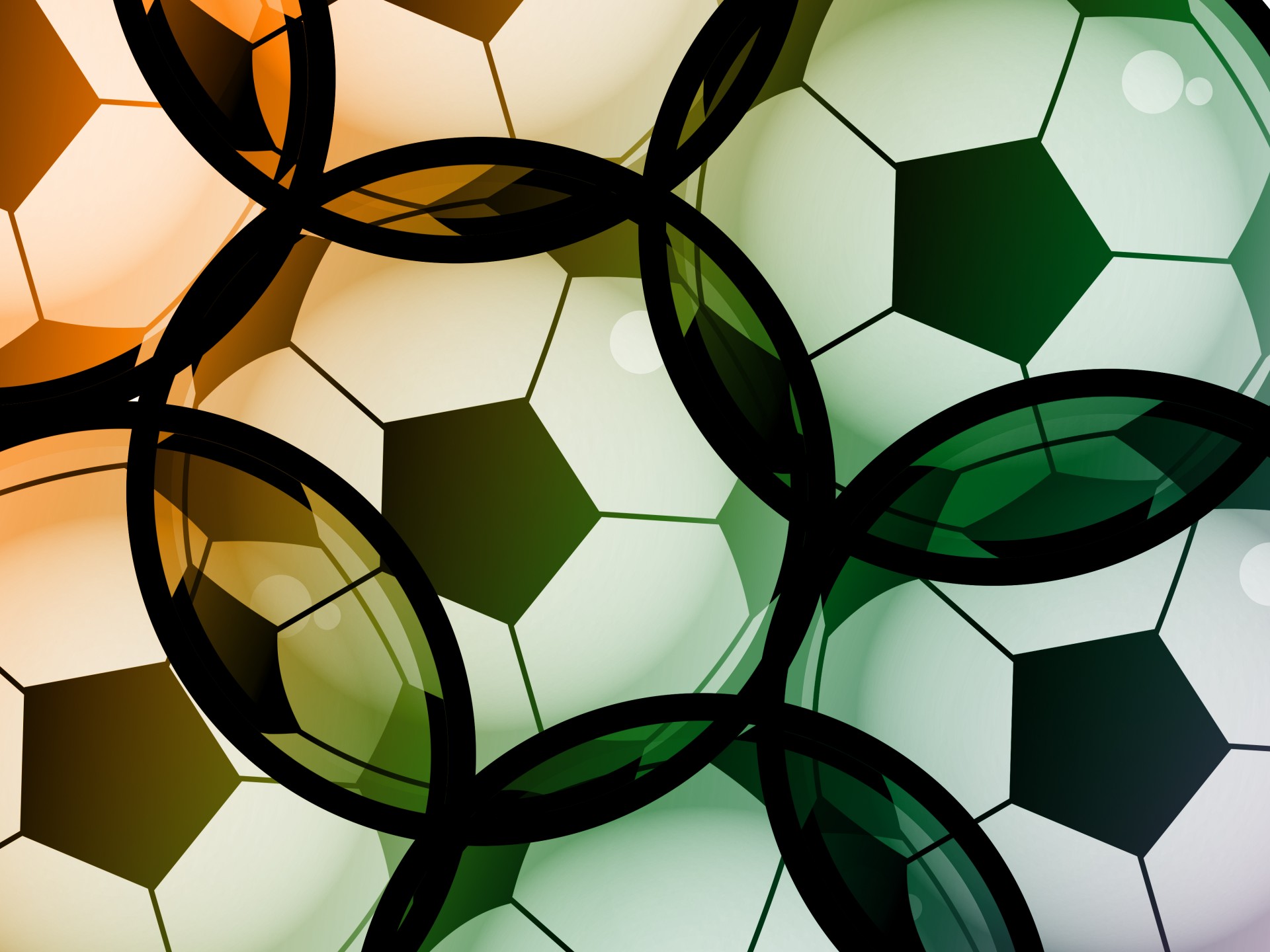 Digitally created soccer balls background design.