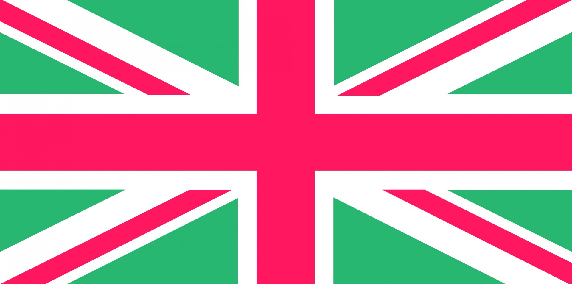 Pink and green Union Jack flag of the UK clipart.
