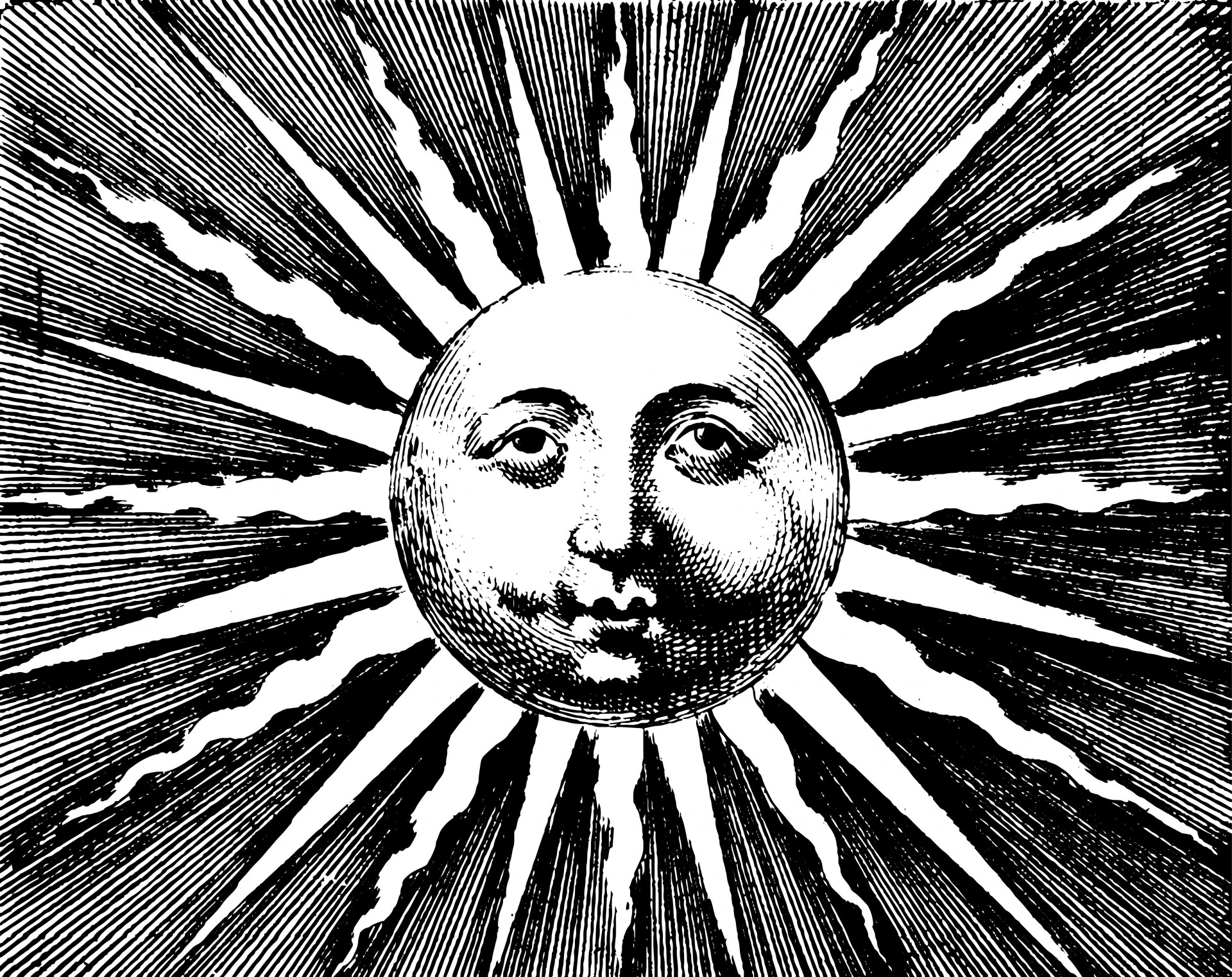 Vintage public domain sun illustration.